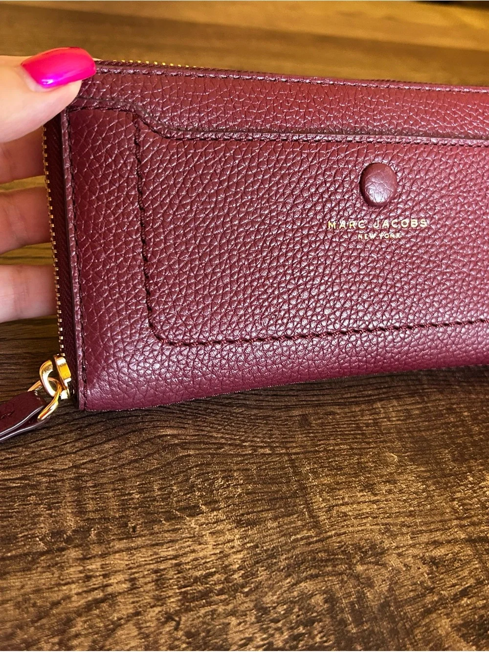 Marc Jacobs “Mulled Wine” BRAND NEW Plum-Colored Pebbled Leather Wallet